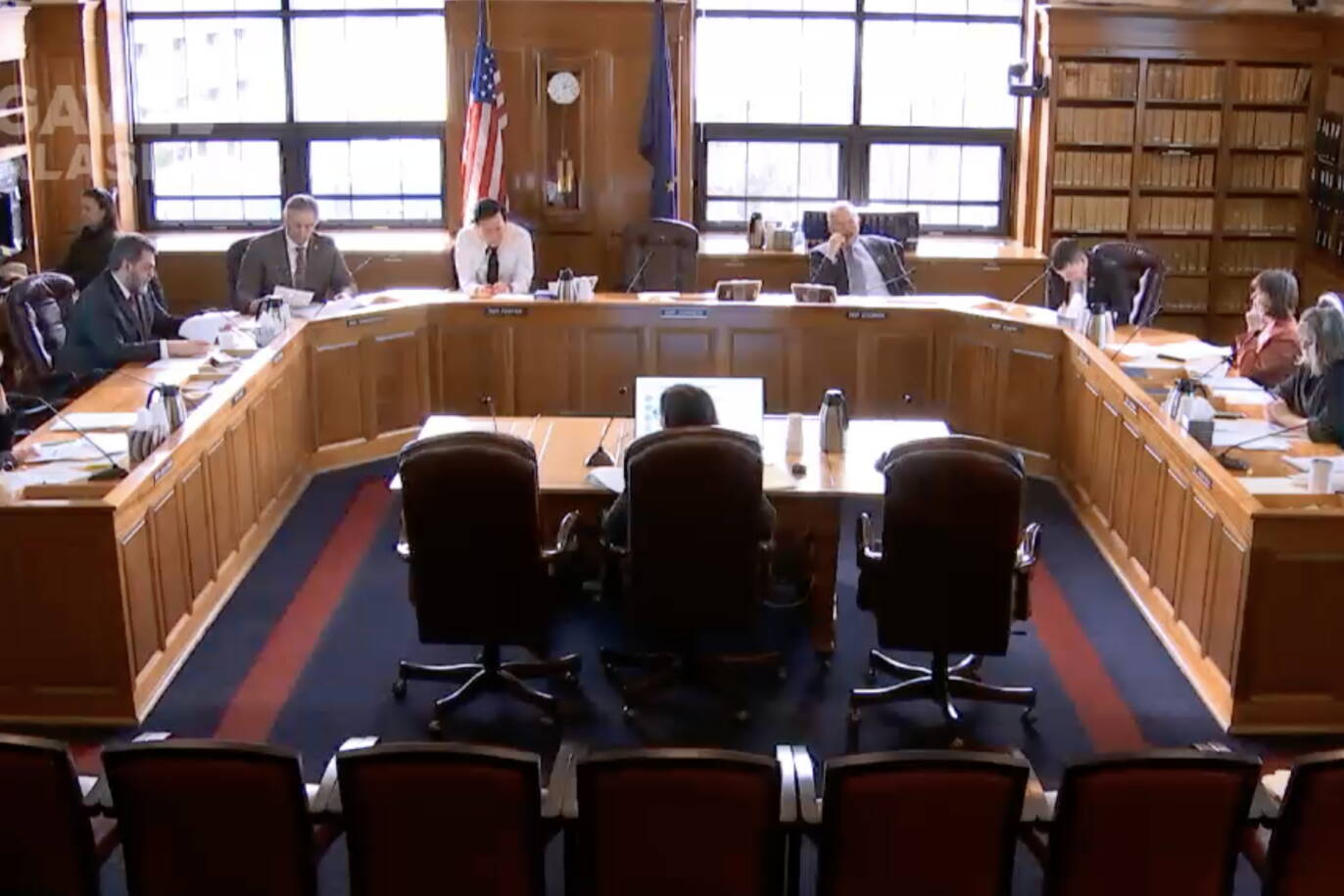 The House Finance Committee hears a presentation Monday by Joshua Strauss. The presentation informed legislators of the potential of carbon offset programs. (Gavel Alaska screenshot)