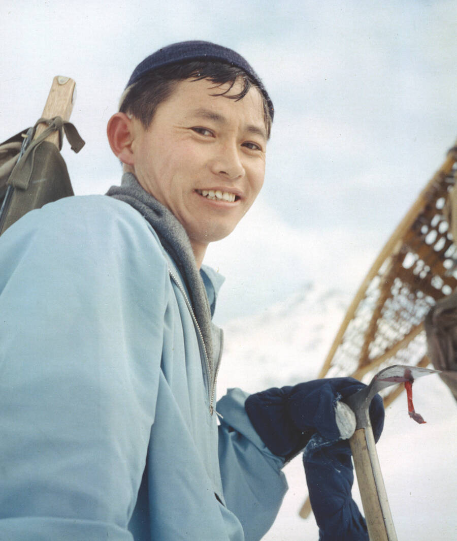 Syun-Ichi Akasofu pauses on a mountaineering trip to the Alaska Range shortly after he arrived in Alaska. (Courtesy Photo / Syun-Ichi Akasofu)