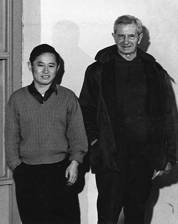 Syun-Ichi Akasofu walks with his mentor, space-physicist Sydney Chapman, on the UAF campus in the 1960s. (Courtesy Photo / Syun-Ichi Akasofu)