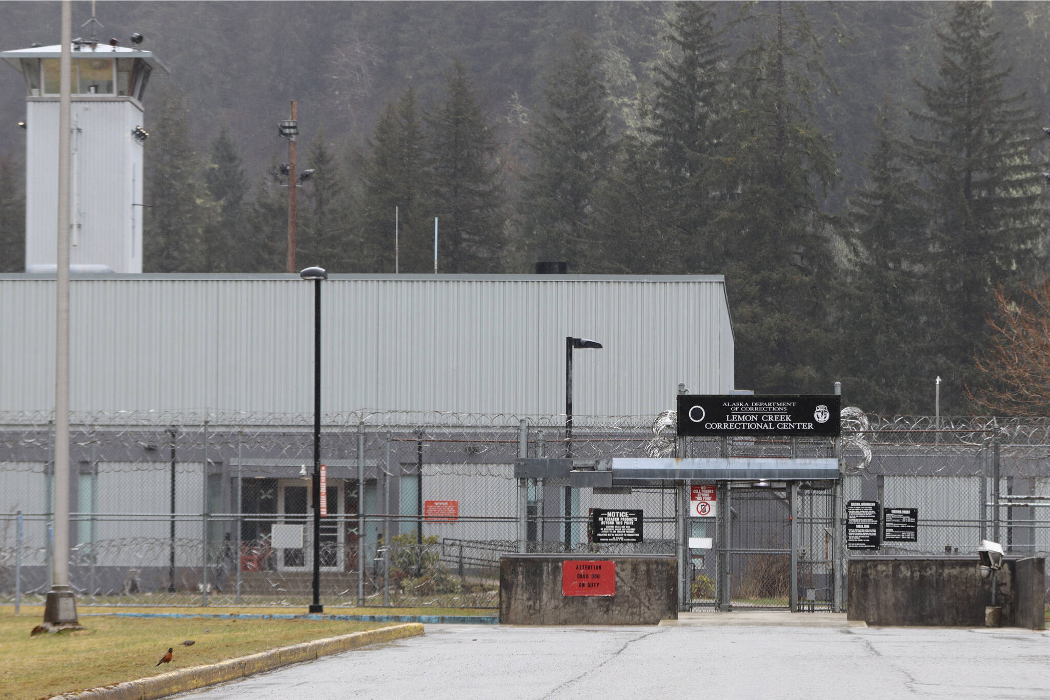 This Wednesday, April 26, 2023, photo shows Lemon Creek Correctional Center, where an incarcerated man was found hanging in his cell Saturday. The man, Mark Cook Jr. of Hoonah was later pronounced dead. Cook’s family expressed concerns that his death by suicide was preventable. (Jonson Kuhn / Juneau Empire)