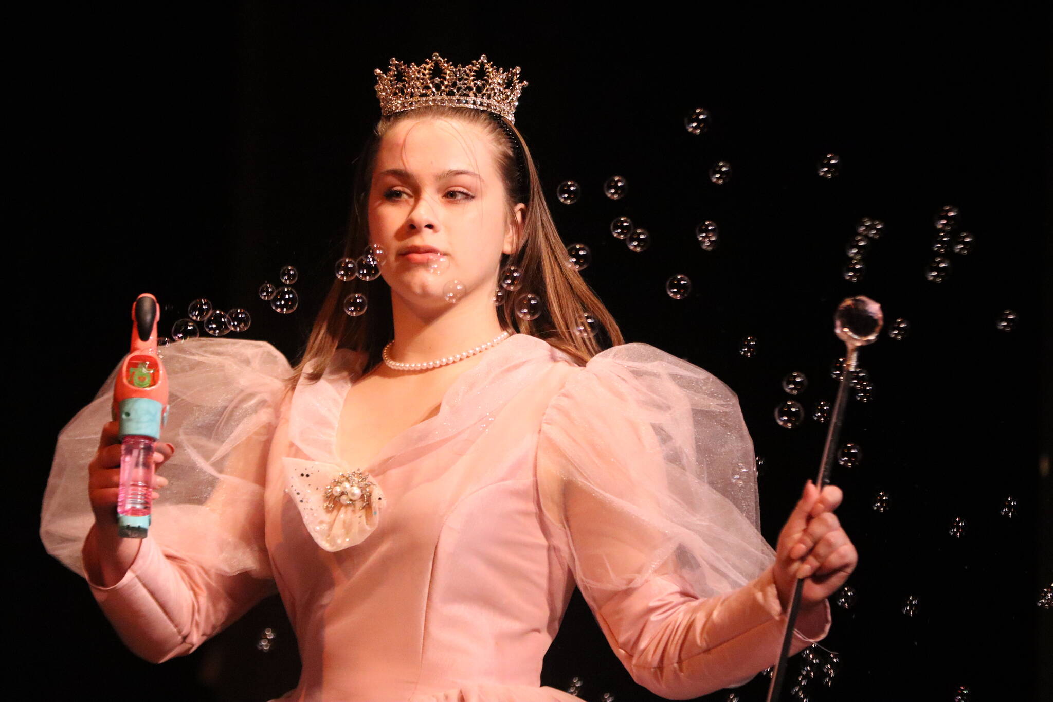 JDHS junior Rachel Wood stars as Glinda the Good Witch in the Juneau high school’s production of “The Wizard of Oz.” The cast is comprised of students from both JDHS, TMHS and students homeschooling, as well. (Jonson Kuhn / Juneau Empire)