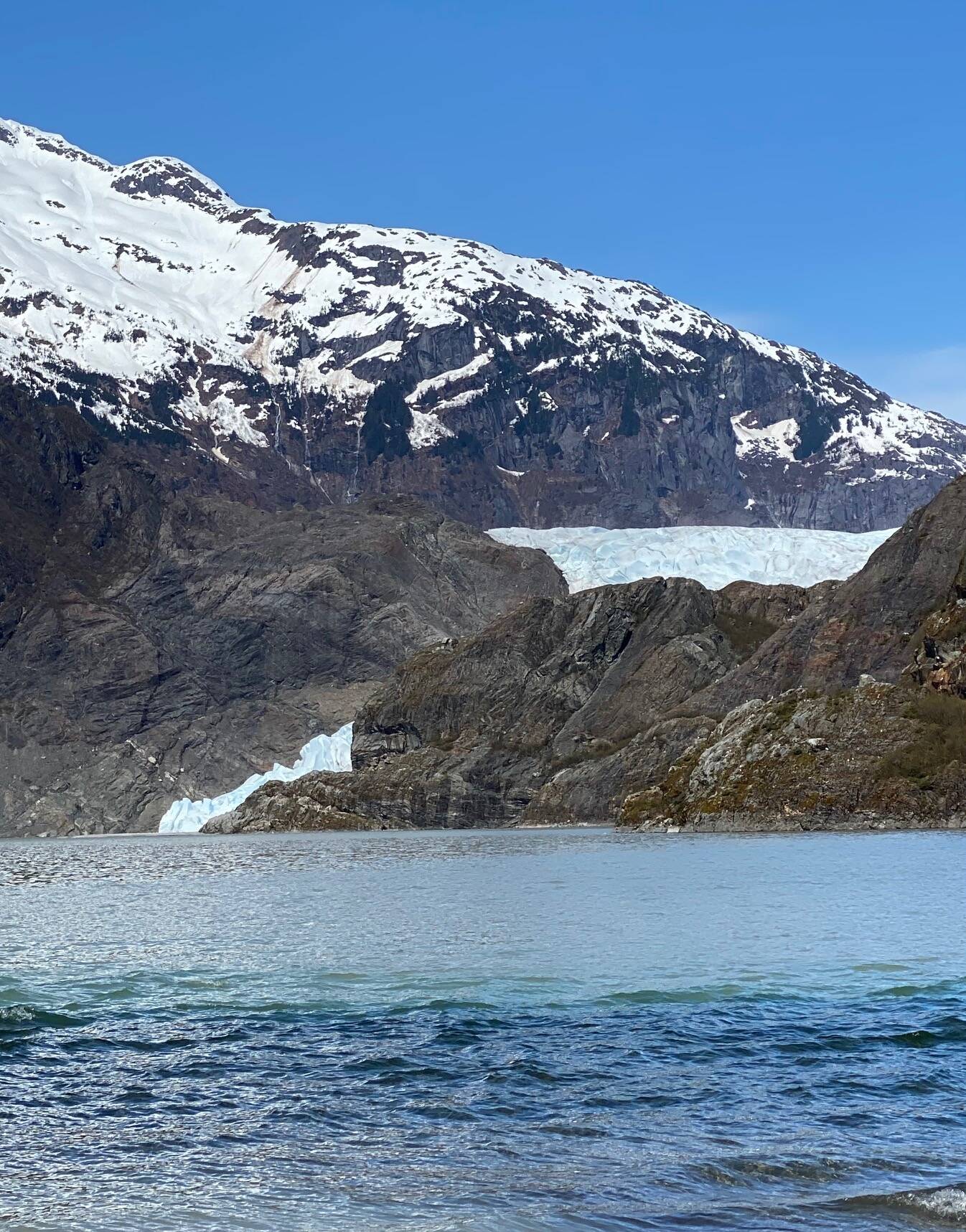 A sliver of glacier ice remains as the toe of the once mighty Mendenhall. (Courtesy Photo / Denise Carroll)
