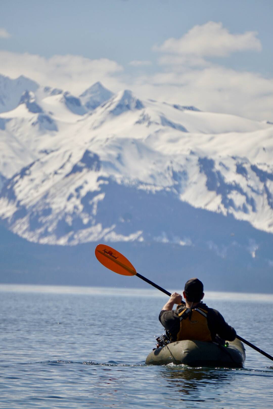 Close up of paddler Bill out at Sunshine Cove enjoying the mountains on May 6. (Courtesy Photo / Juliet Harrison)
