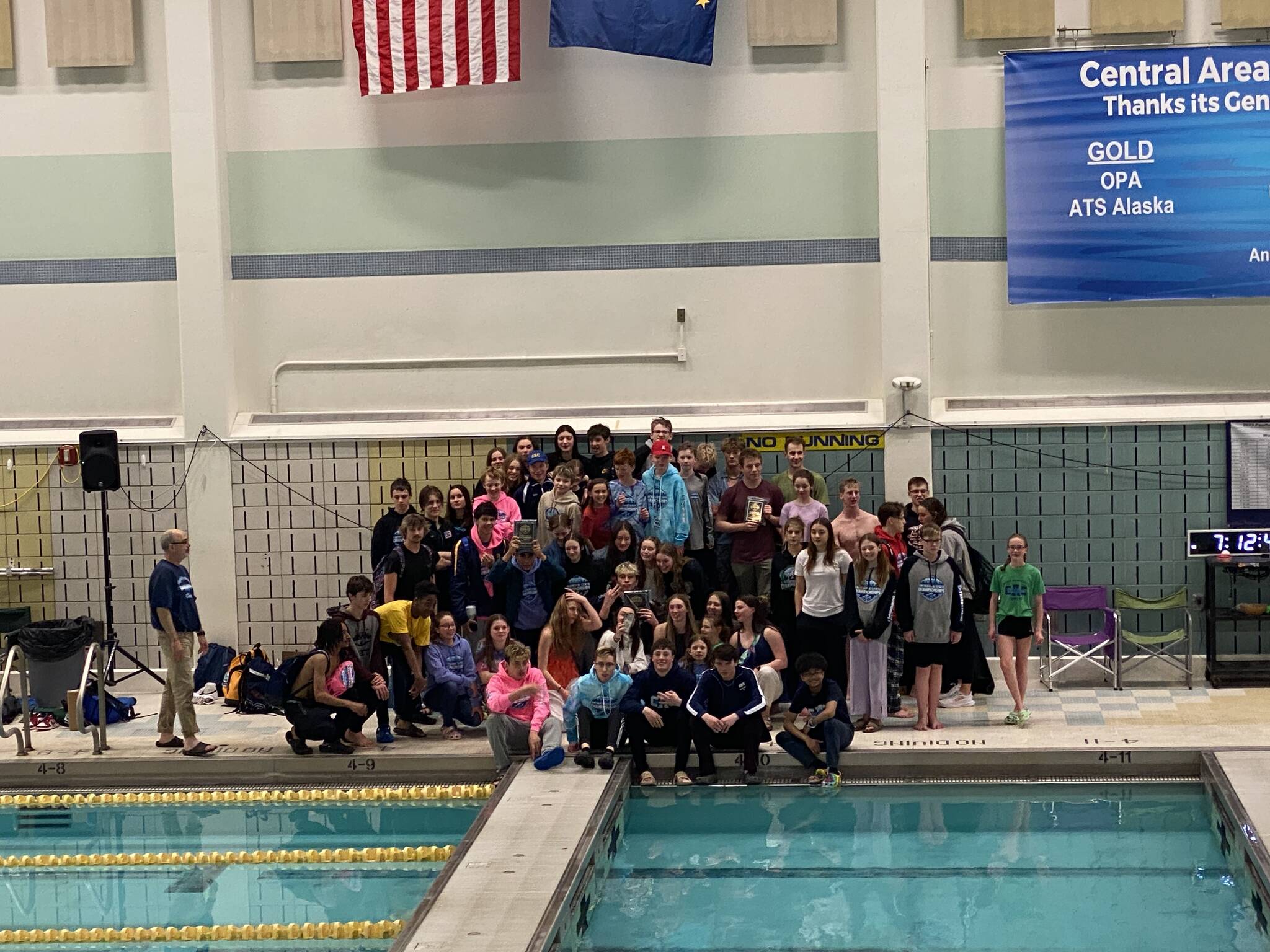 Top three high scoring teams seen here in Anchorage at this year's Alaska Swimming State Championship where the Glacier Swim Club took second place overall. (Courtesy Photo / Savona Kiessling)