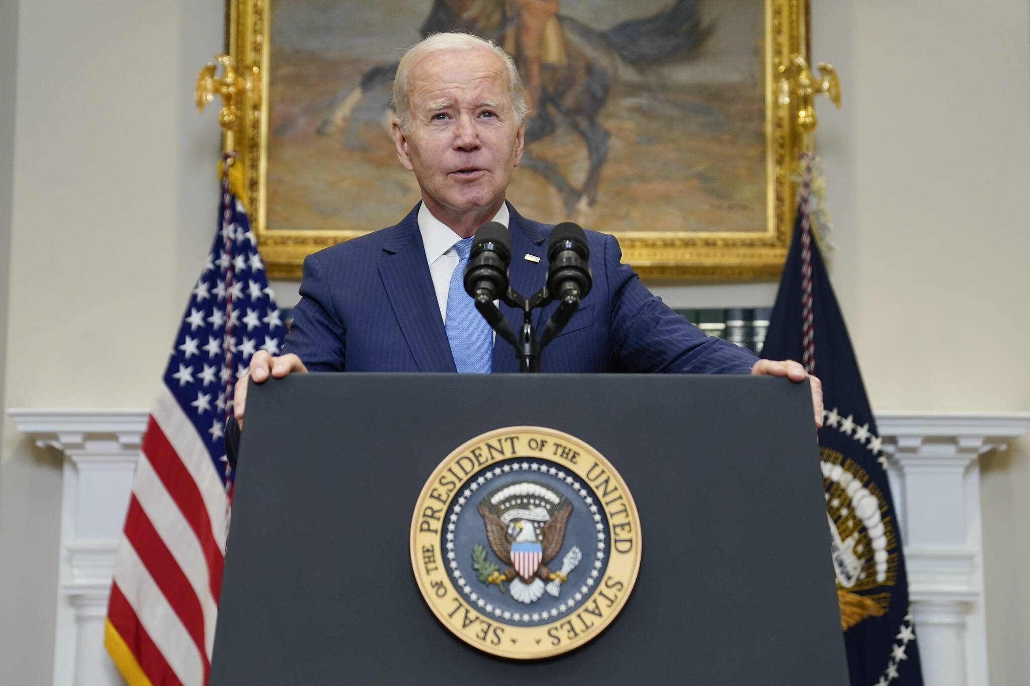President Joe Biden speaks about the debt limit talks in the Roosevelt Room of the White House, Wednesday, May 17, 2023, in Washington. (AP Photo / Evan Vucci)