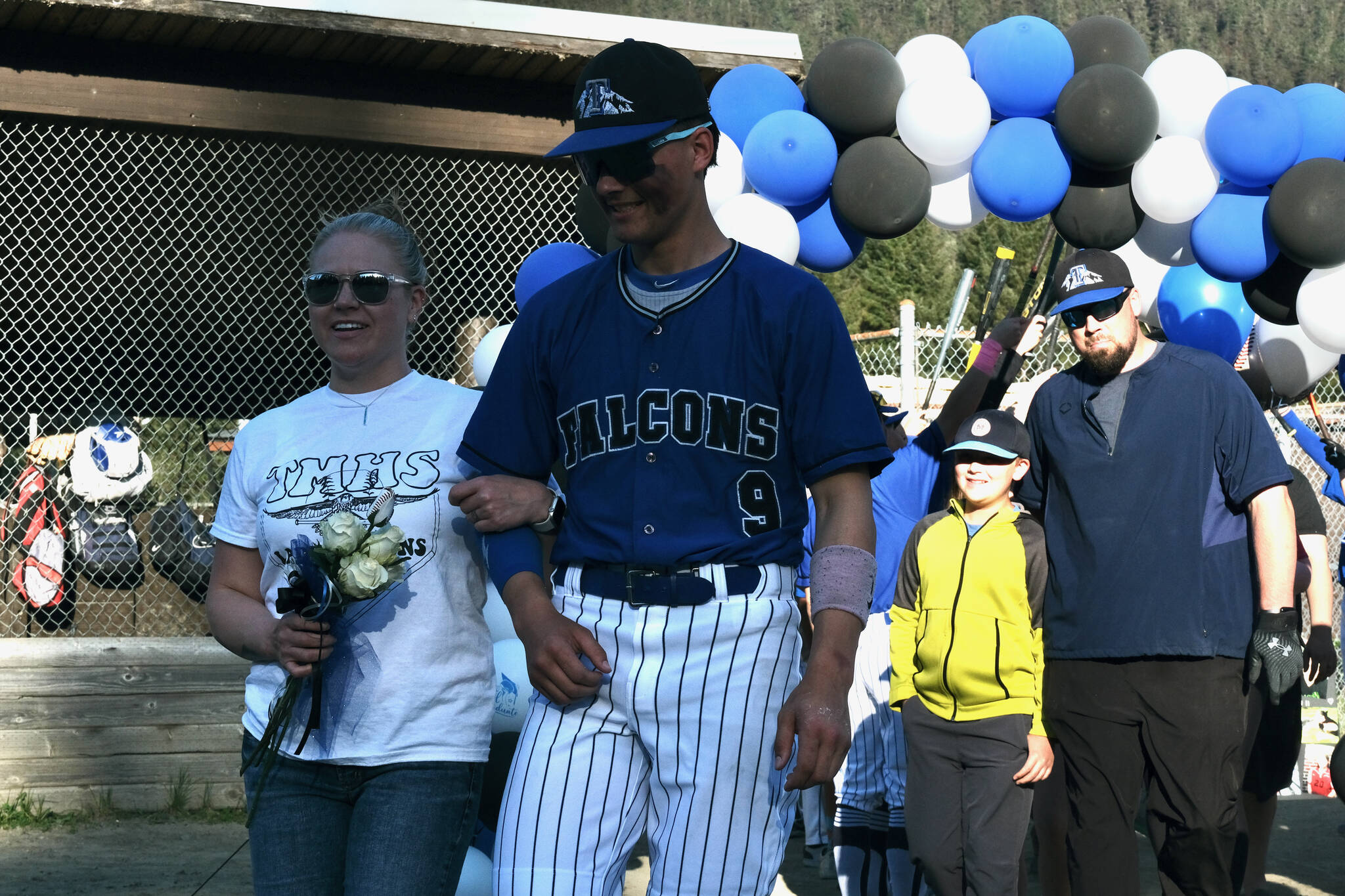 Thunder Mountain Falcons senior Rory Hayes and family were celebrated Wednesday at Adair-Kennedy Field. (Klas Stolpe / Juneau Empire)Thunder Mountain Falcons senior Rory Hayes and family were celebrated Wednesday at Adair-Kennedy Field. (Klas Stolpe / Juneau Empire)
