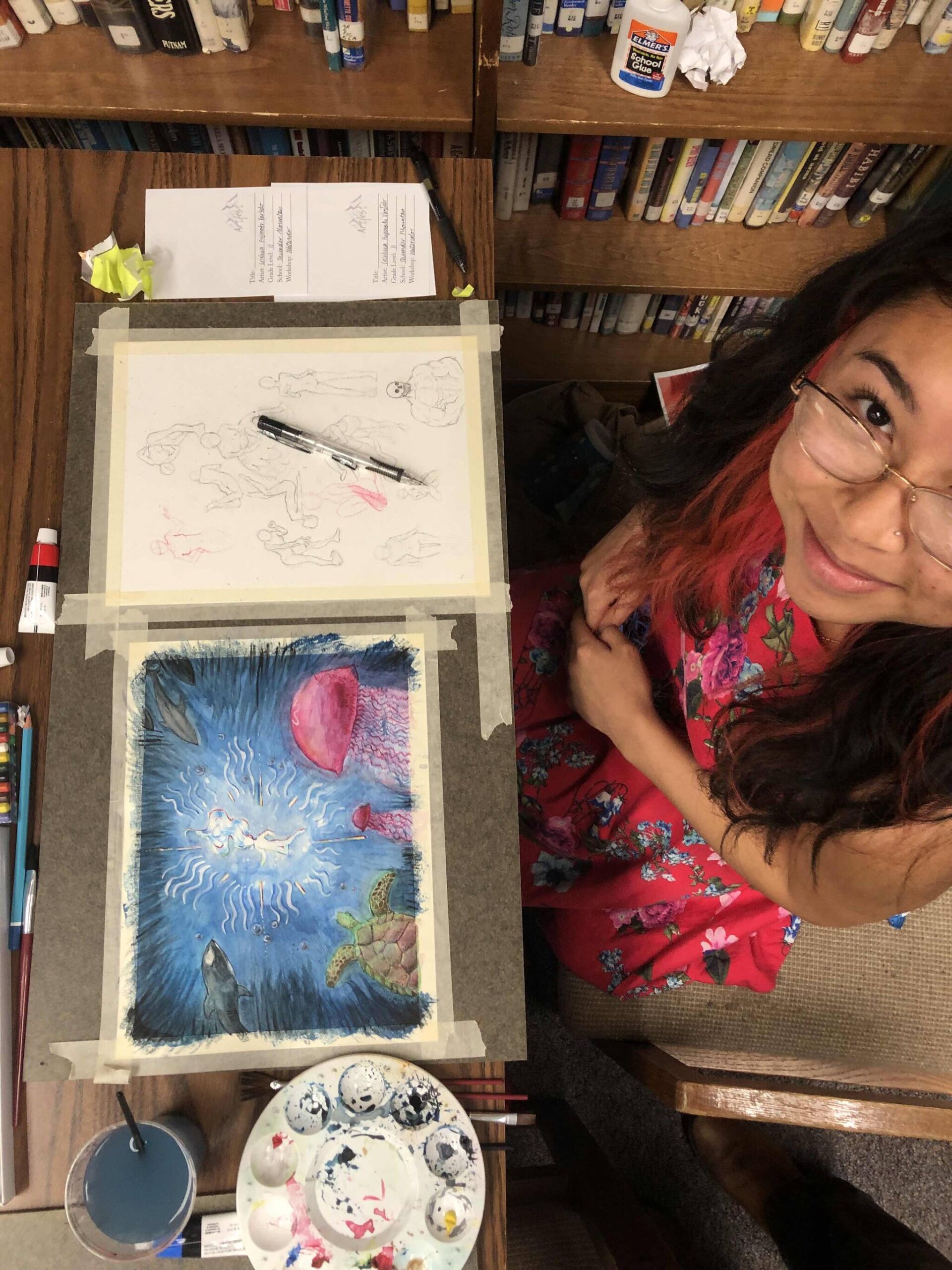 TMHS student Lelehua Fujimoto Vertido in her watercolor workshop for which she received an award at this year’s Alaska Student Activities Association’s Region V Art Fest in Yakutat. (Courtesy Photo / Heather Ridgway)
