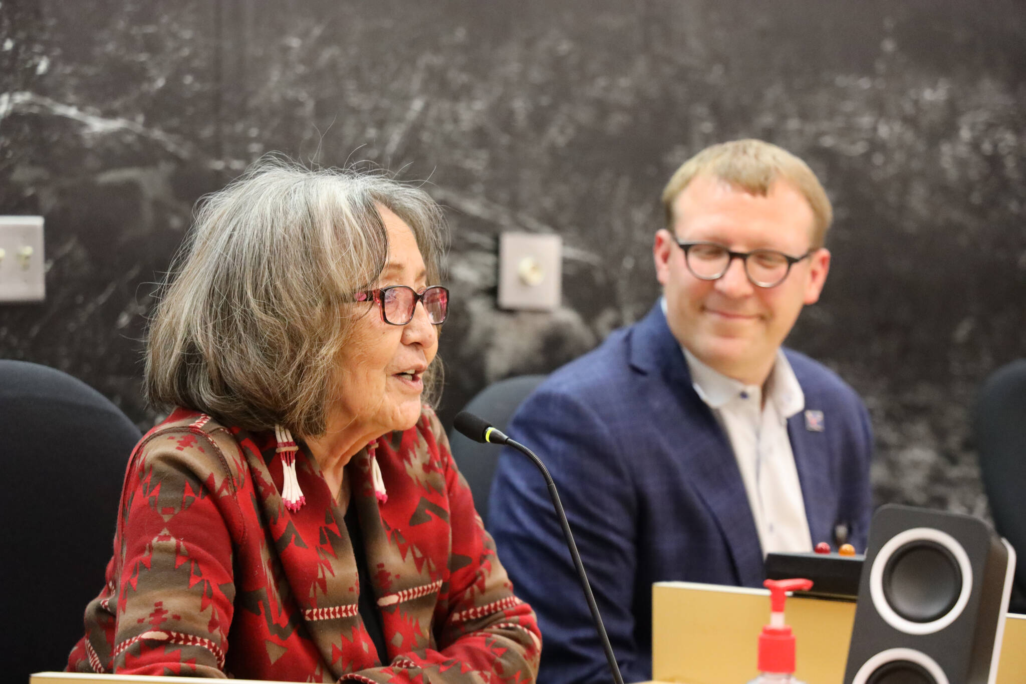 Sealaska Heritage Institute President Rosita Worl speaks to the City and Borough of Juneau Planning Commission Tuesday night in support for downtown Juneau’s South Seward Street to be renamed Heritage Way. (Clarise Larson / Juneau Empire)