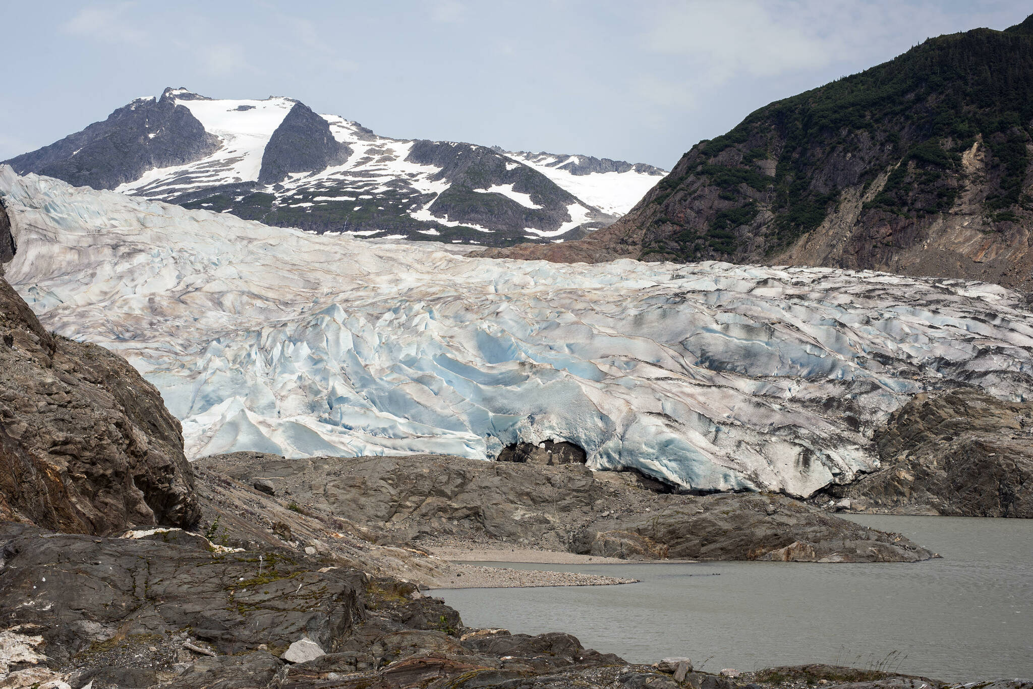 The Mendenhall Glacier as seen from a rocky shore reached by an inflatable boat July 14. (Courtesy Photo / Kenneth Gill, gillfoto)