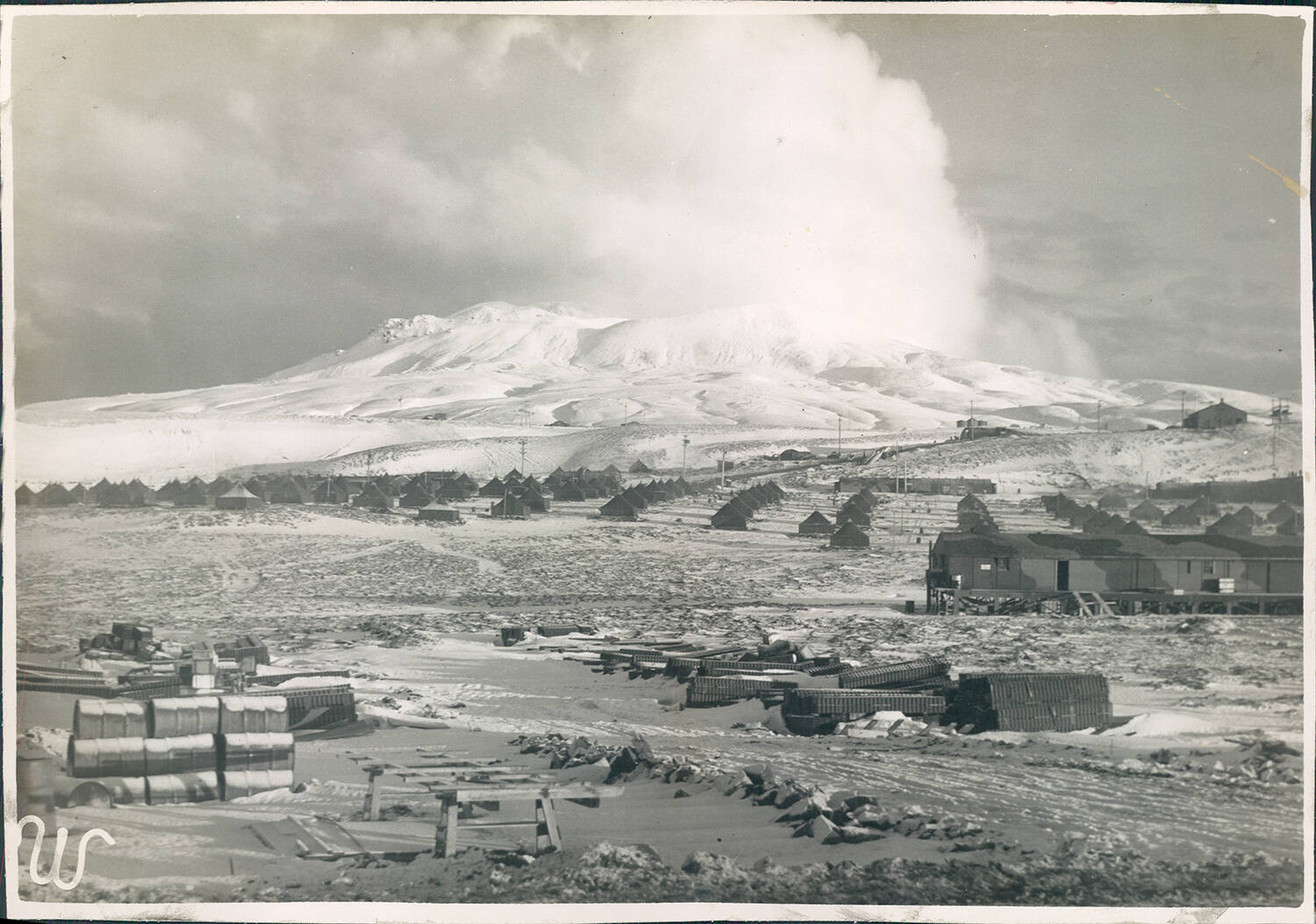 The U.S. Army and Navy base on Adak Island is seen in 1943, during World War II, in this National Park Service photo. Adak is now home to dozens of contaminated sites, and the state of Alaska has filed a lawsuit that seeks to have the federal government take responsibility for cleaning sites on Adak and across Alaska. (Photo provided by the National Park Service)