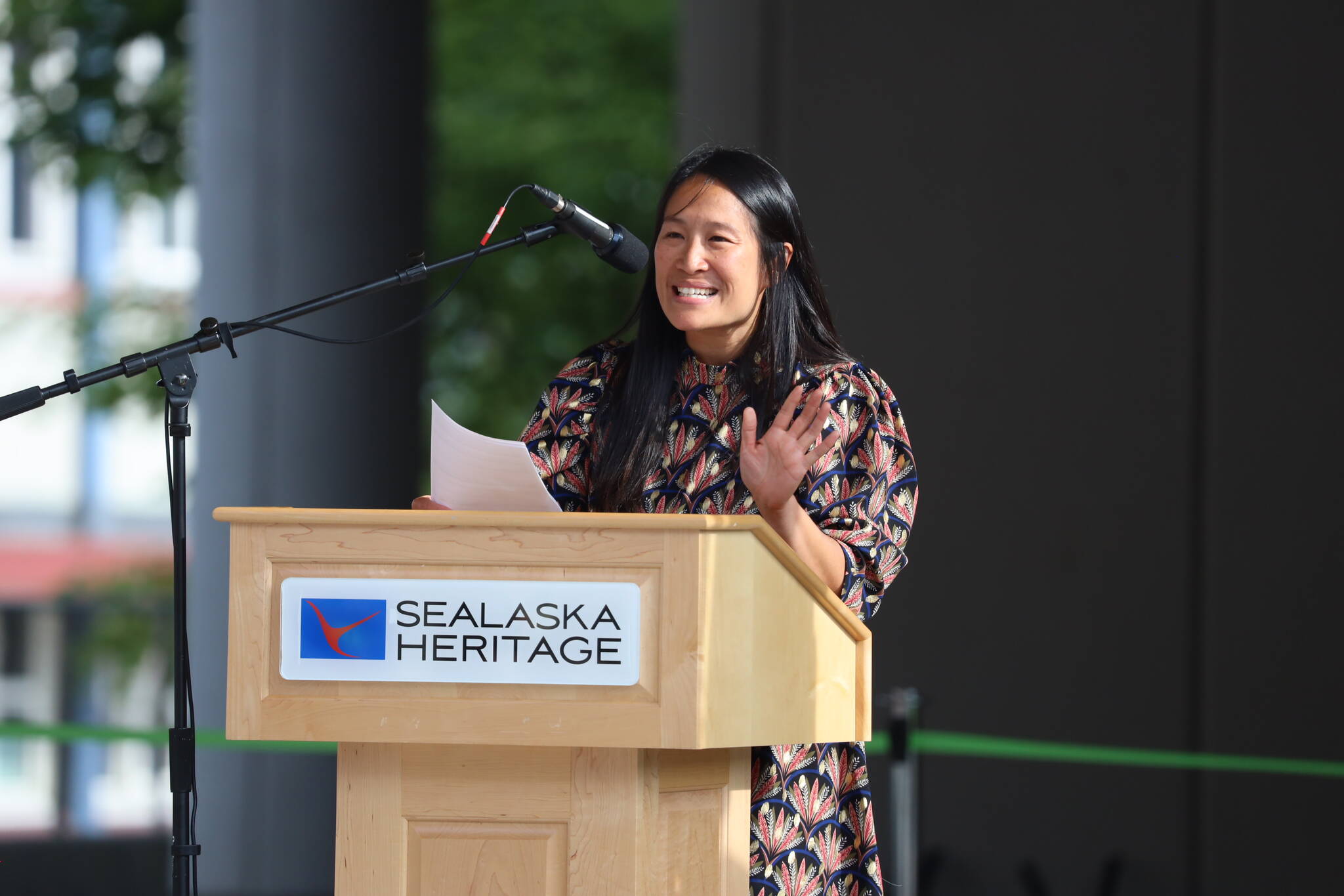 Clarise Larson / Juneau Empire
Lisa Phu accepts an exceptional artist award during the Juneau Arts and Humanities Council’s 50th anniversary celebration Thursday at Sealaska Heritage Plaza.