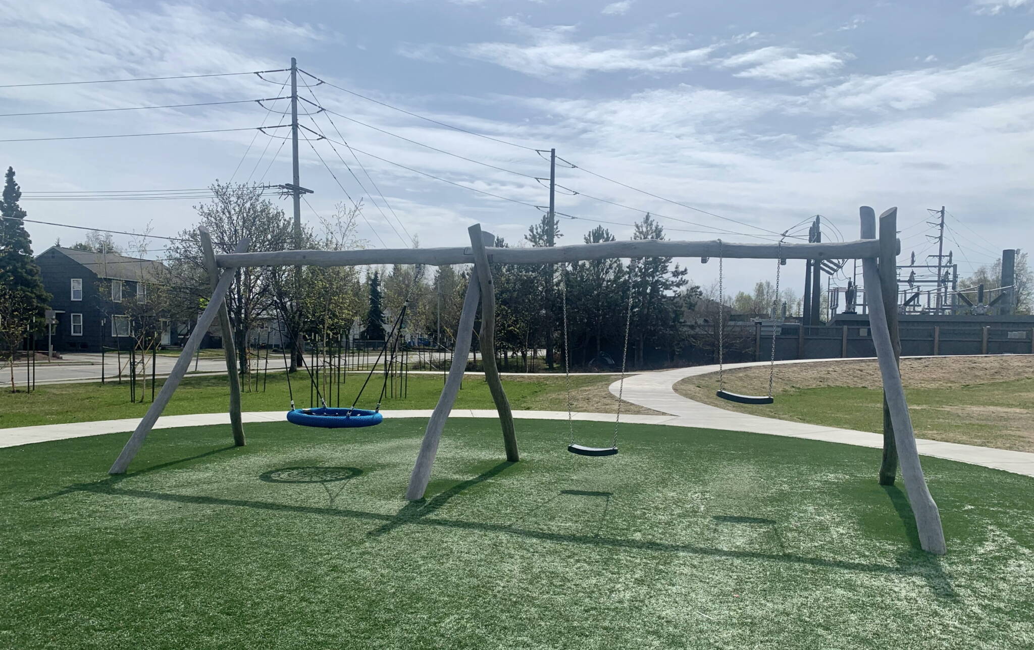 A childrens playground sits empty in Anchorage. (Photo by Sophia Carlisle/Alaska Beacon)