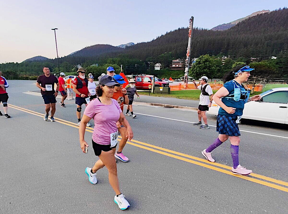 Runners begin the 26.2-mile Juneau Marathon that started and ended at Savikko Park on Saturday. The race course spans most of the main road on Douglas Island. (Photo courtesy of Juneau Trail and Road Runners)