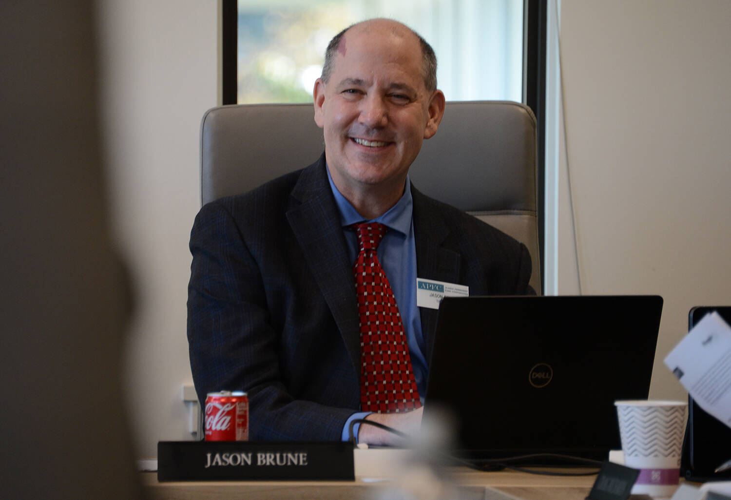 Jason Brune, commissioner of the Alaska Department of Environmental Conservation and a member of the Alaska Permanent Fund Corp. board of trustees, is seen during a special meeting on Monday, Oct. 3, 2022, in Juneau. (Photo by James Brooks/Alaska Beacon)
