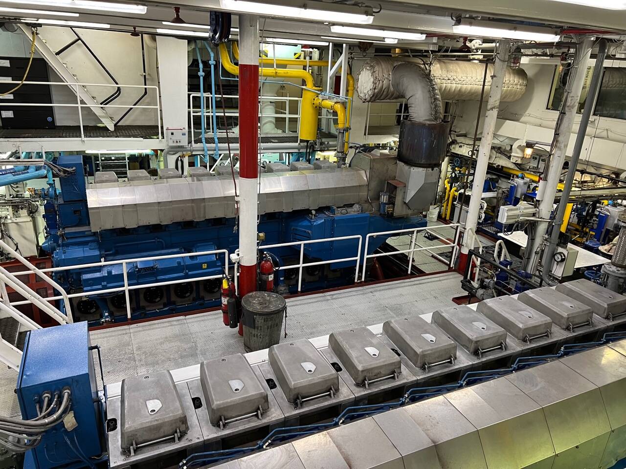 A major refit of the Columbia ferry in 2015 included the installation of two new Wartsila engines, seen here in mid-July. (Meredith Jordan / Juneau Empire).