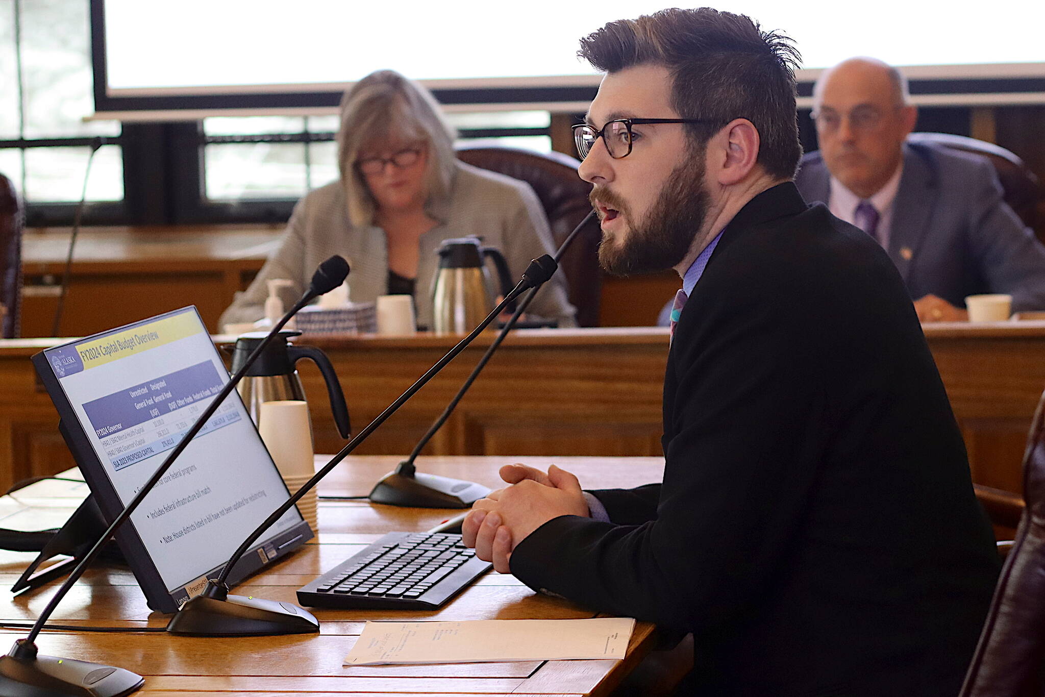 Neil Steininger, appointed director of the state Office of Management and Budget by Gov. Mike Dunleavy in 2020, testifies before the House Finance Committee at the Alaska State Capitol in January. (Mark Sabbatini / Juneau Empire)