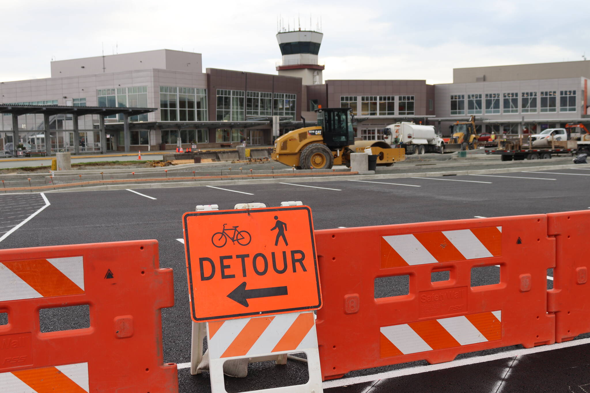 A $10 million project to improve drainage and resurface parking lots at Juneau International Airport is slated for completion Nov. 1. (Meredith Jordan/ Juneau Empire)