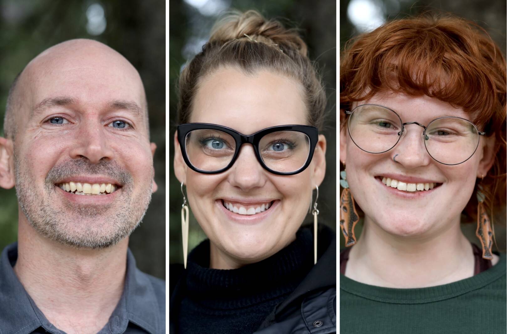 From left to right, City and Borough of Juneau Areawide Assembly candidates Paul Kelly, Laura Martinson McDonnell and Ella Adkison are the top three candidates so far this municipal election to raise the most funds, according to their campaign finance records with the Alaska Public Offices Commission. (Clarise Larson / Juneau Empire File)