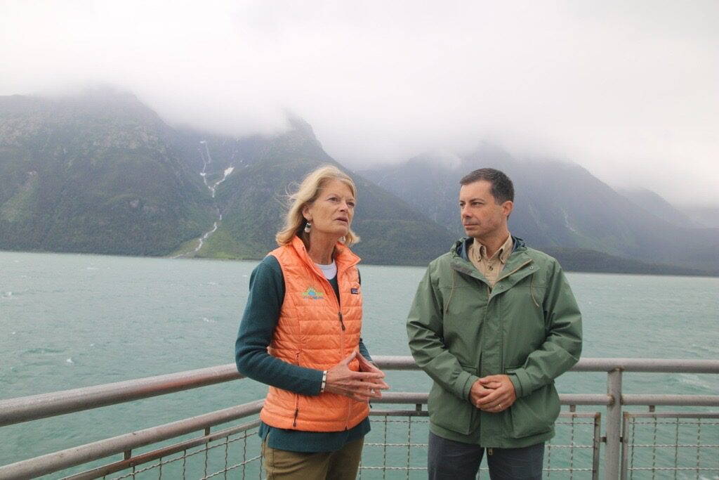 U.S. Secretary of Transportation Pete Buttigieg joined U.S. Sen. Lisa Murkowski on an Alaska state ferry on Wednesday, Aug. 16 during his first visit to Southeast Alaska. (Photo courtesy of U.S. Department of Transportation)