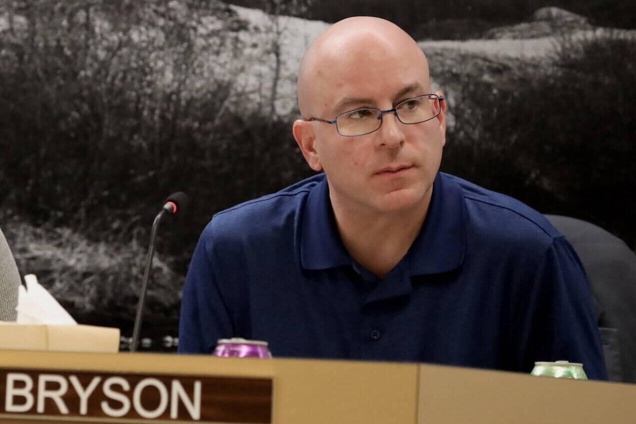 City and Borough of Juneau Assembly member Wade Bryson listens to public testimony during a meeting Monday night. (Clarise Larson / Juneau Empire File).