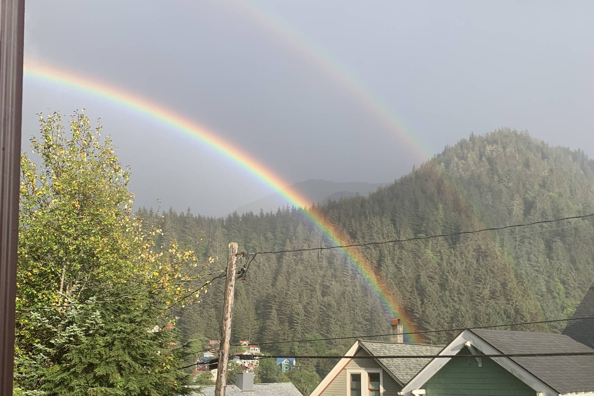 A double rainbow appears in Juneau last Friday. (Photo by Ally Karpel)