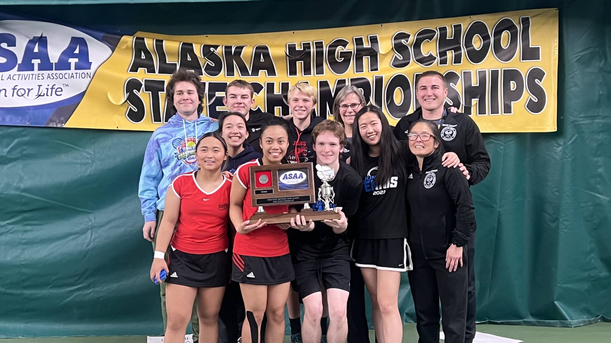 Juneau’s high school tennis team finished second overall in the ASAA Alaska State Tennis Championship that ended Saturday in Anchorage. (Photo courtesy of Mona Mametsuka)