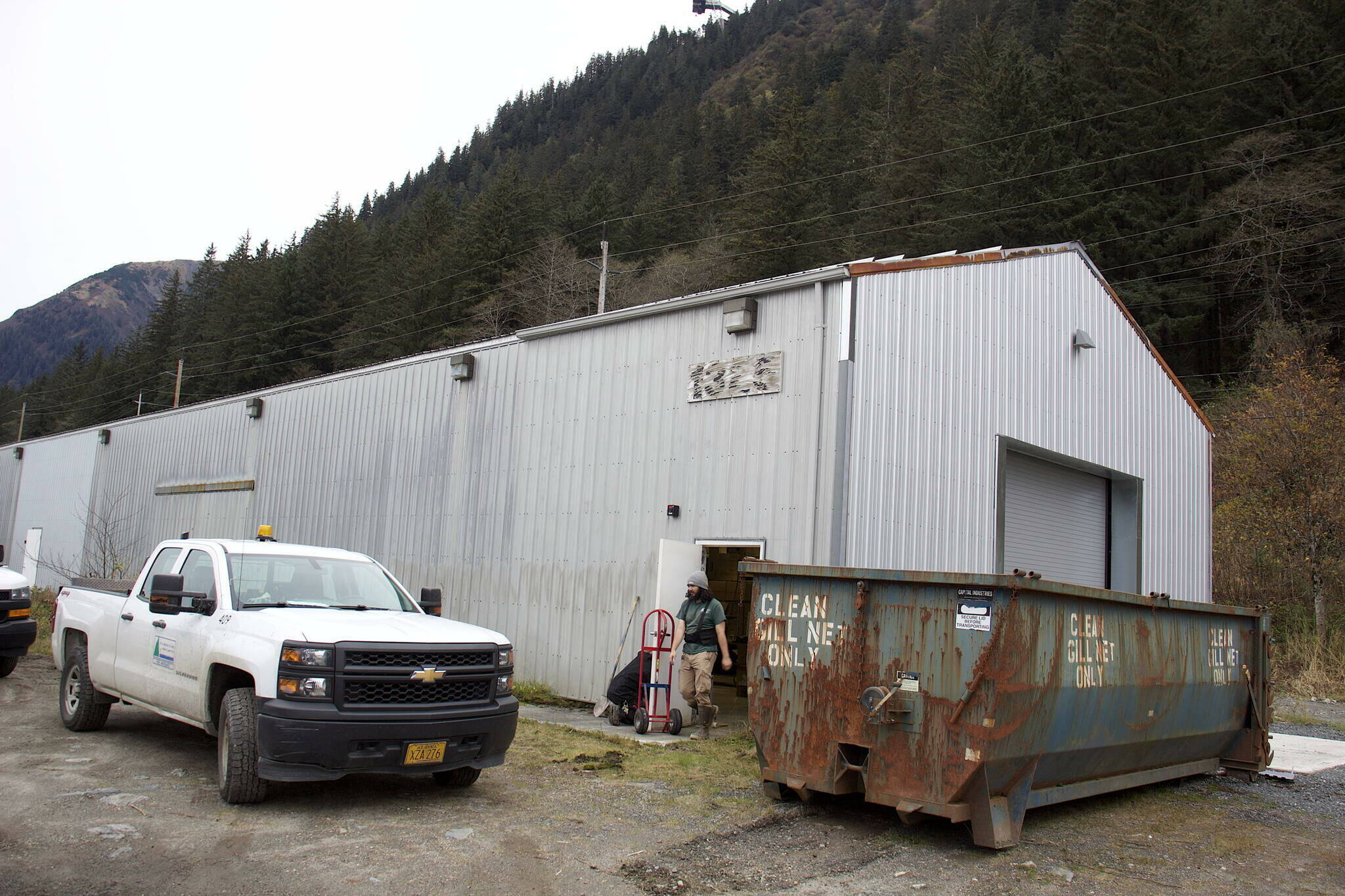 A city-owned warehouse about a mile south of the Goldbelt Tram is scheduled to open as a winter warming shelter starting Friday. The shelter will have cots, hand-washing stations, outdoor portable restrooms and other basic services. (Mark Sabbatini / Juneau Empire)