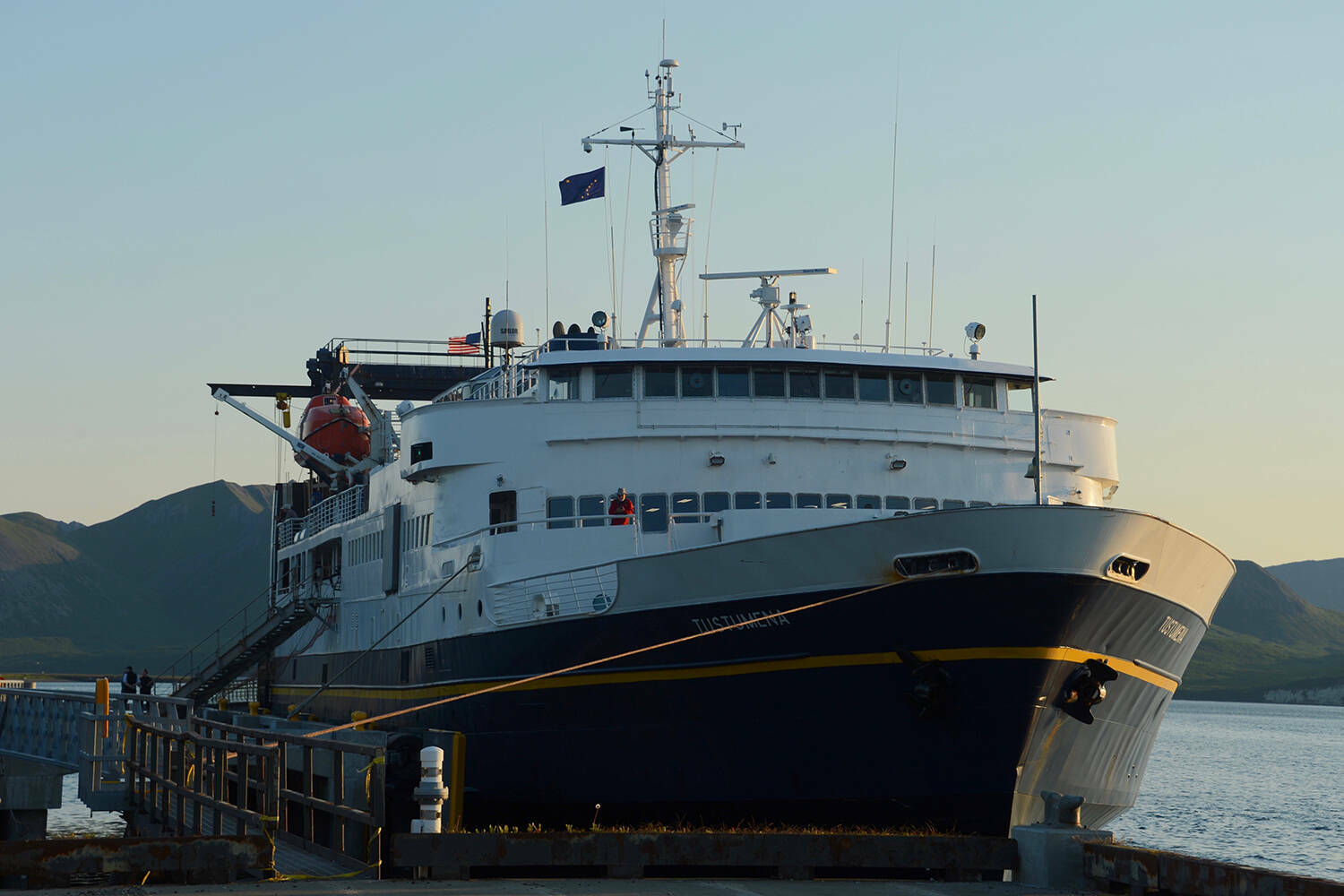 The Tustumena ferry is seen July 20, 2021, in southwest Alaska. (Photo by James Brooks)