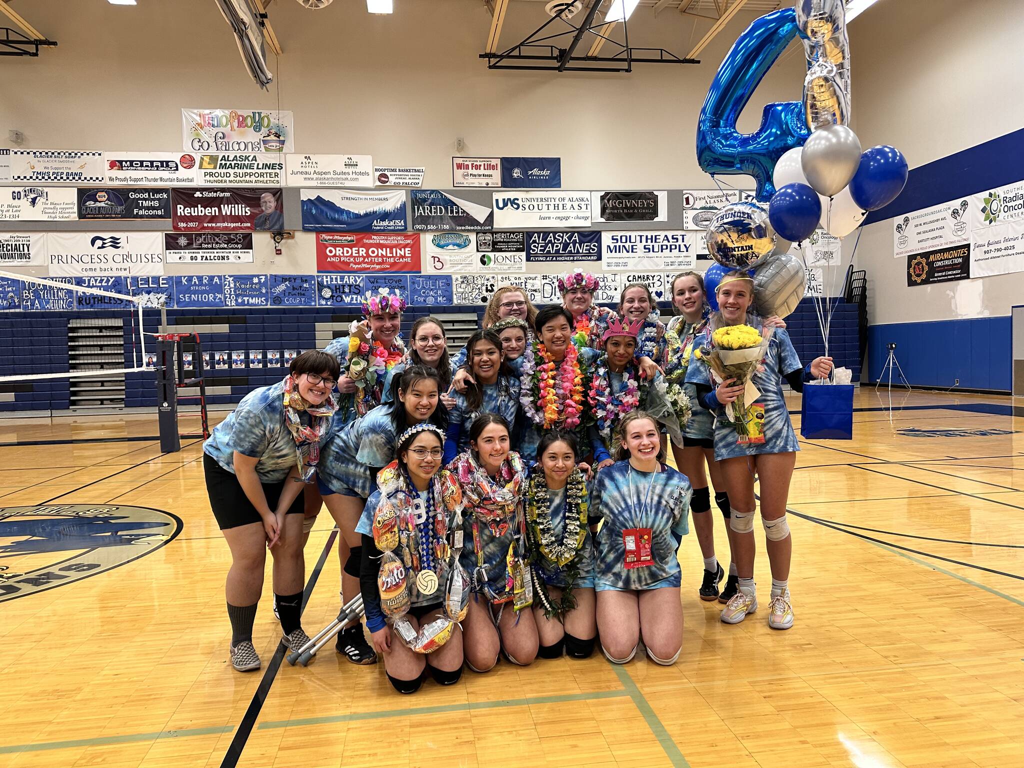 Thunder Mountain High School honors 15 seniors on its volleyball squads during Senior Night at TMHS on Friday night. (Photo courtesy of TMHS)