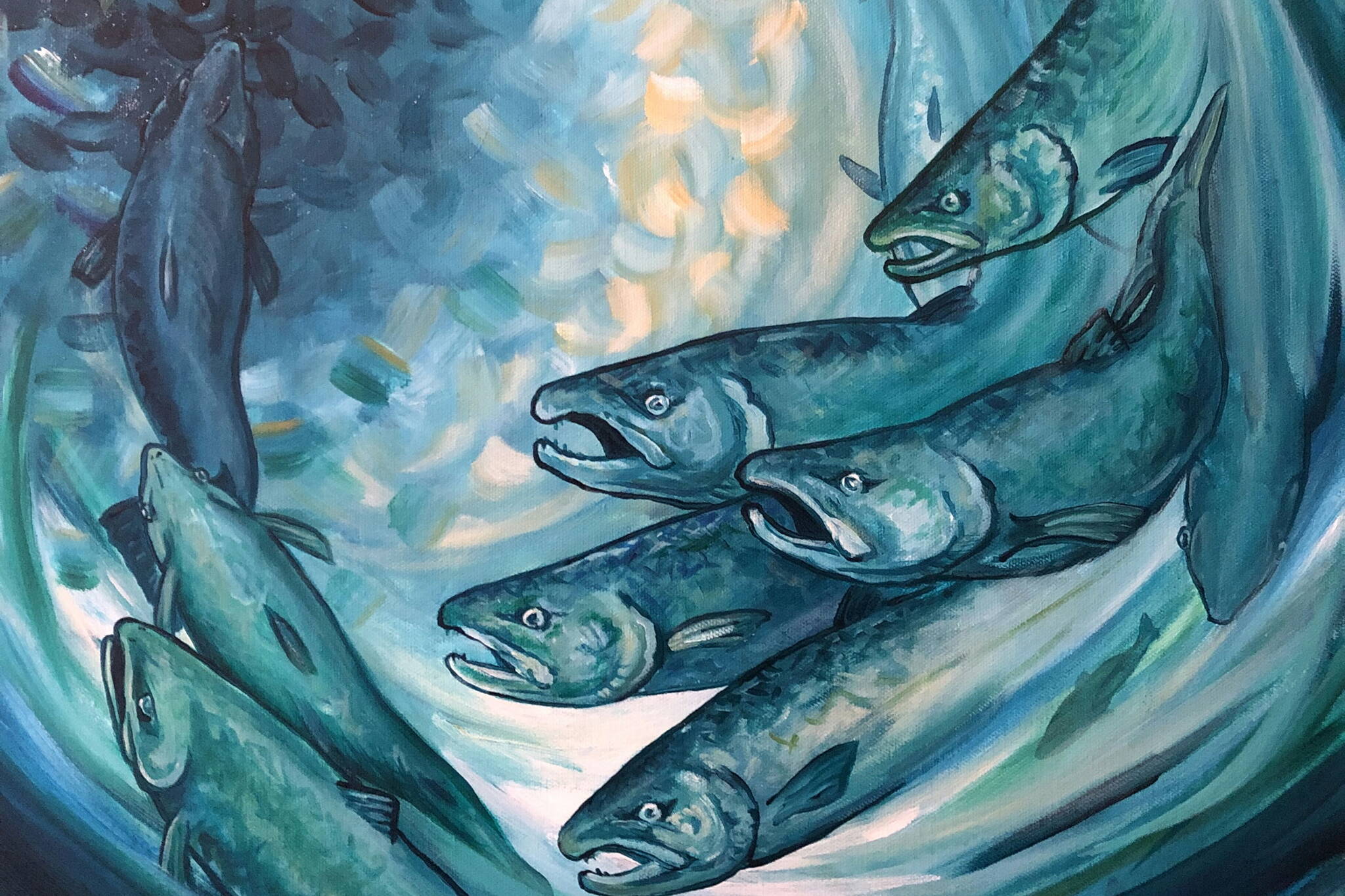 Acrylic works by local artist Jessalyn Ward will be featured at Bustin Out Boutique as part of November’s First Friday in Juneau. (Courtesy of the Juneau Arts and Humanities Council)