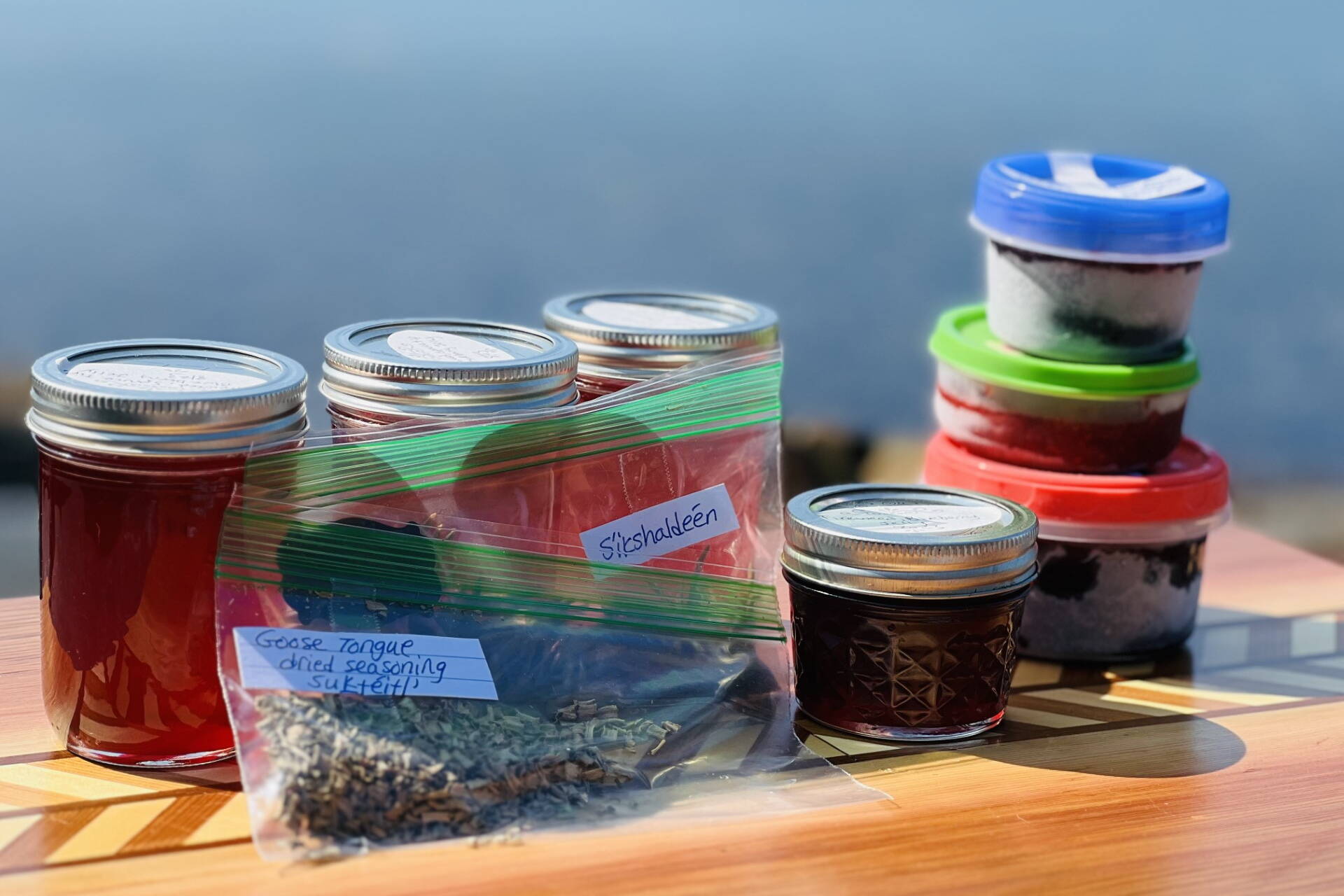 Sample jellies, jams, and dried goods to gift to local elders and tribal citizens. (Photo by Vivian Faith Prescott)