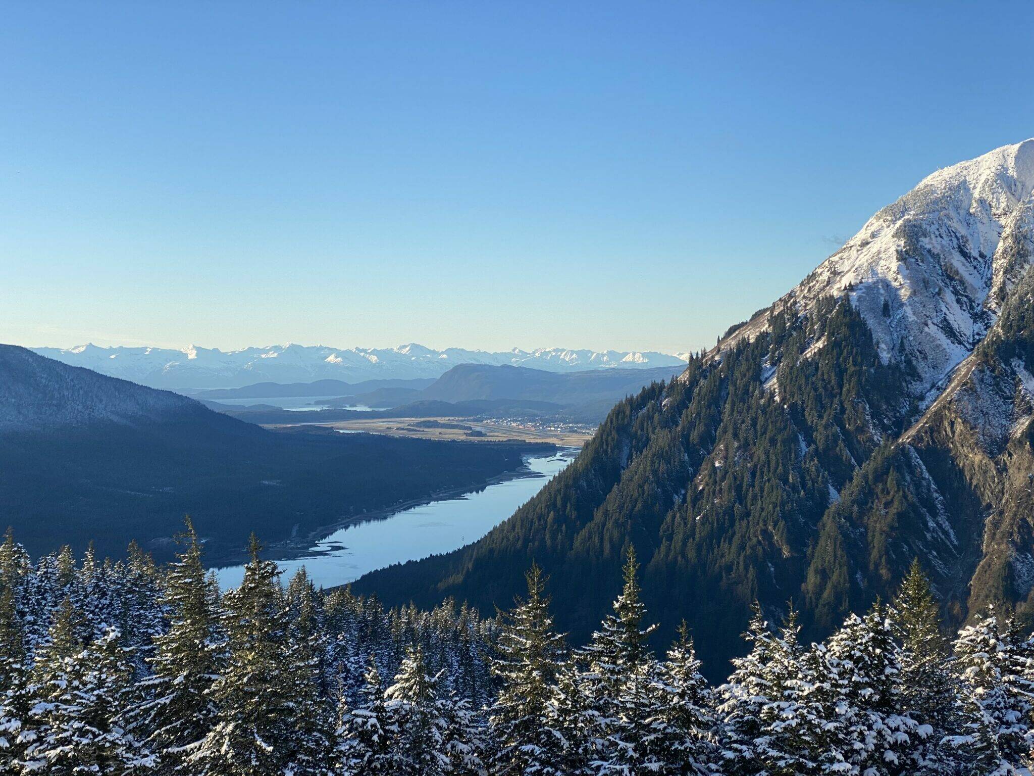 A view of Juneau is seen from Mt. Roberts on Nov. 1, 2022. (Claire Stremple/Alaska Beacon)