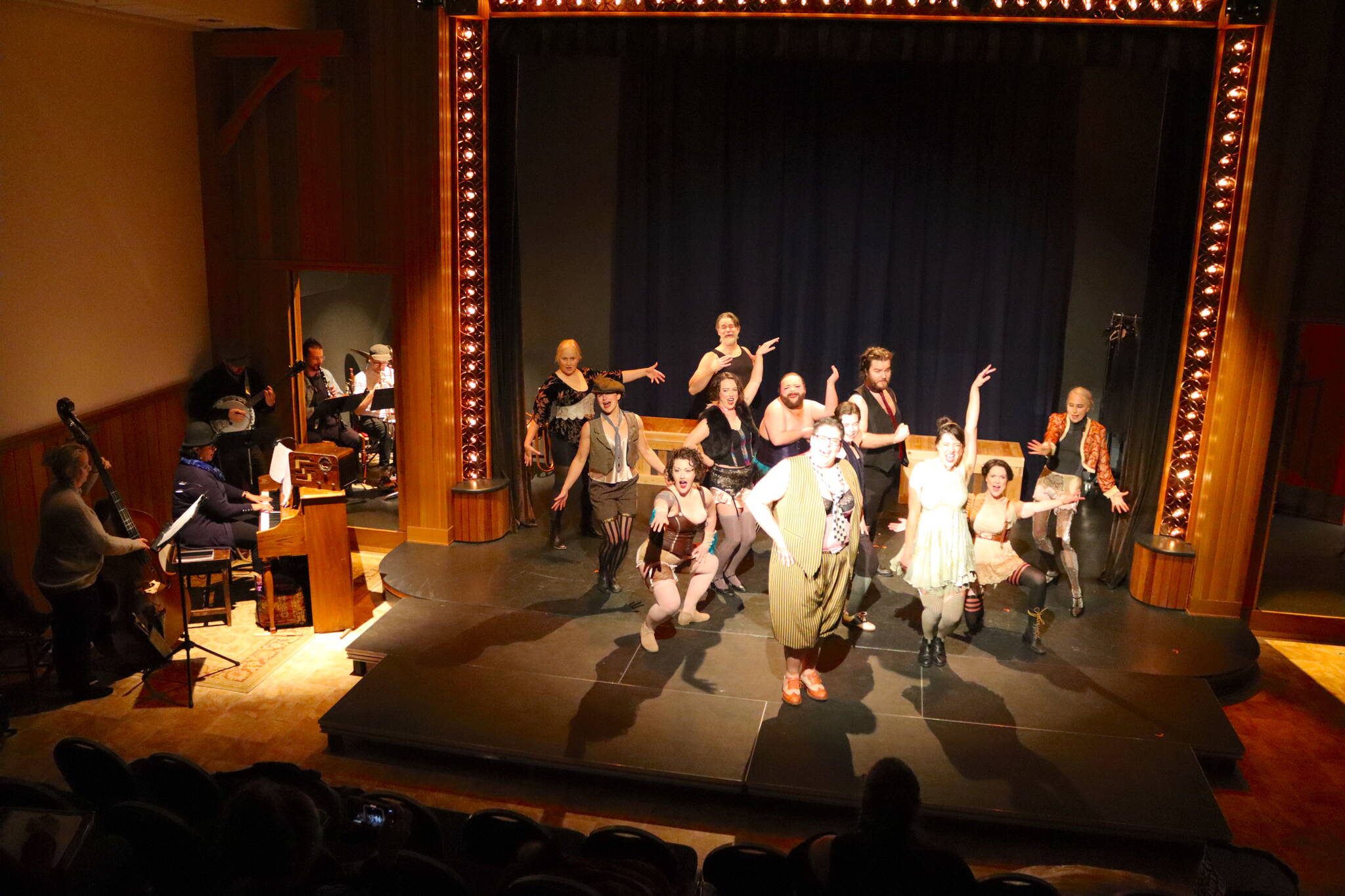 Meredith Jordan/ Juneau Empire
Theatre in the Rough, staging “Cabaret” with a cast of 17 and a large band, fills the stage at McPhetres Hall during a rehearsal Monday night. The show opens Friday, Nov. 17, and runs through Dec. 10.