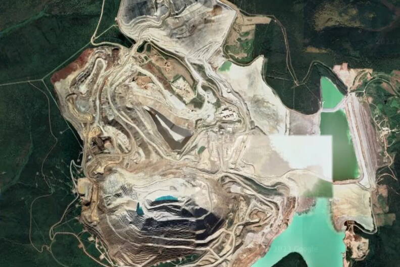Kinross Gold’s Fort Knox mine, is seen from space. (Google/Maxar Technologies, Airbus)