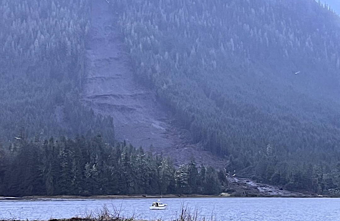 A landslide at mile 11 on Zimovia Highway in Wrangell hit three homes and killed at least one person on Monday night, with a search for others presumed missing ongoing Tuesday by officials from multiple agencies. (Photo courtesy of the Wrangell Sentinel)