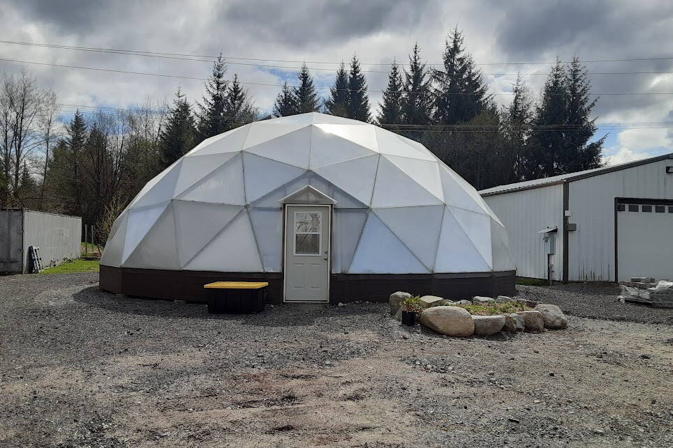 The dome-shaped greenhouse, known as Taay Hít, is one of the Tlingit and Haida projects expected to see benefits from the $1.5 million Solid Waste Infrastructure for Recycling (SWIFR) grant. (Courtesy of Amy Erfling)