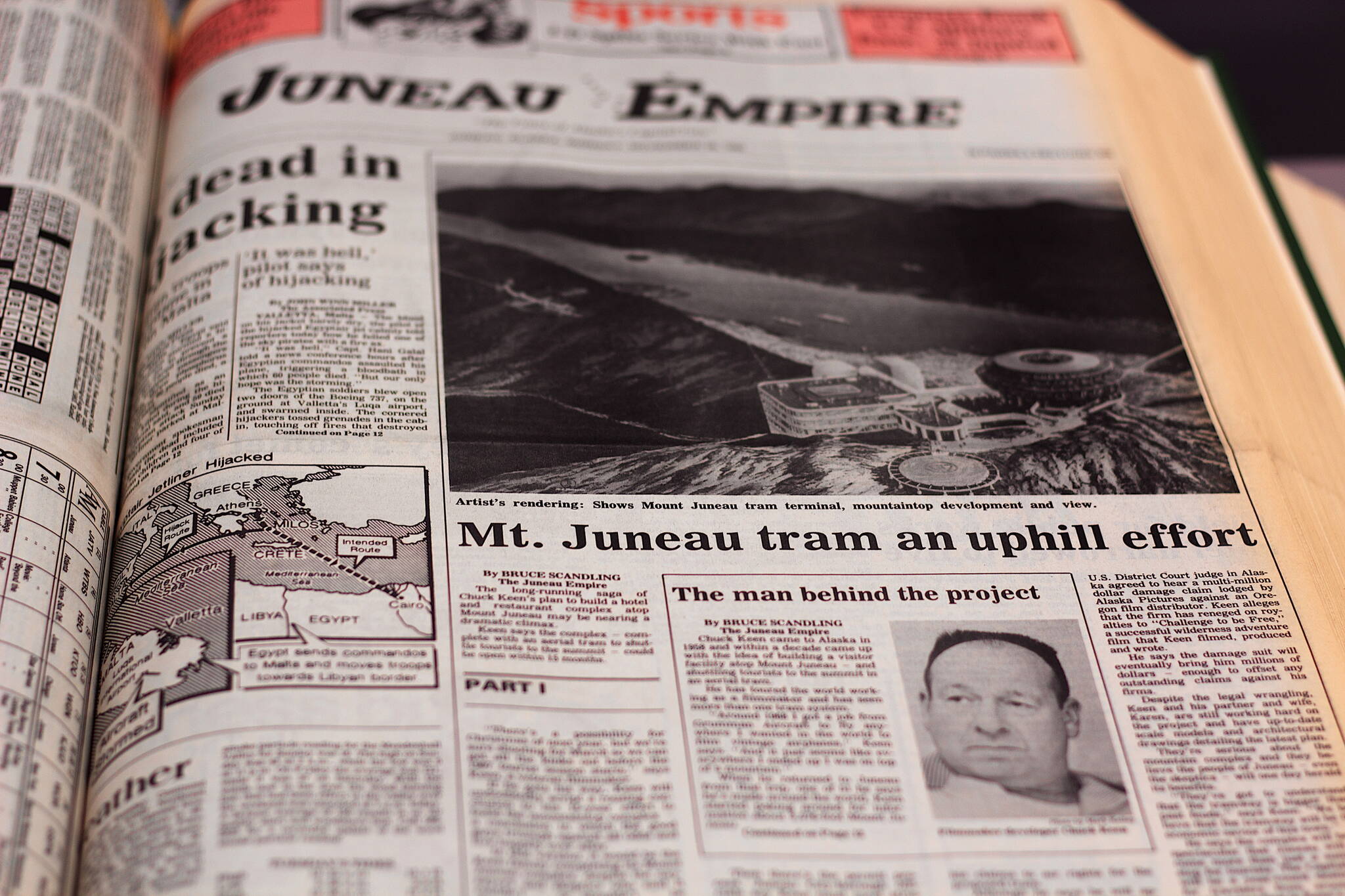 The front page of the Juneau Empire on Nov. 25, 1985. (Photo by Mark Sabbatini / Juneau Empire)