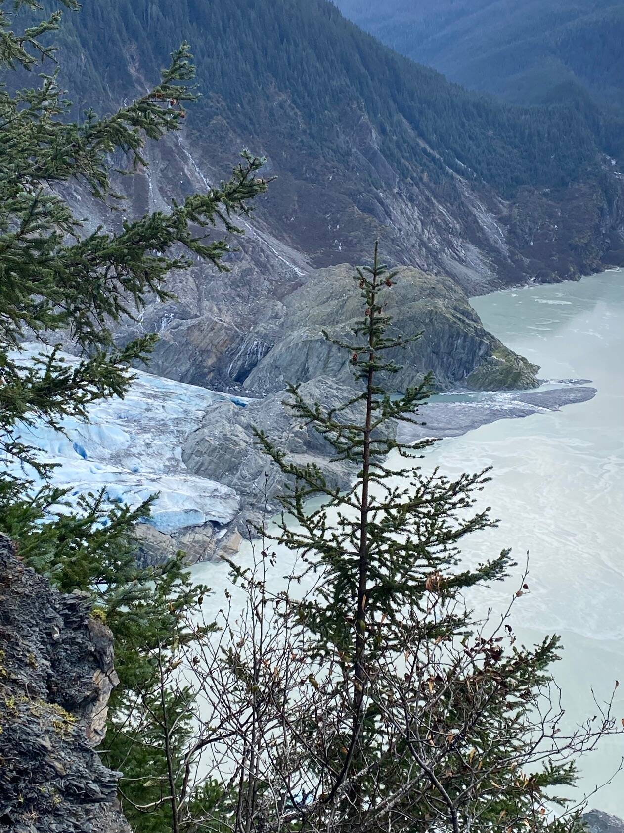 The rapidly receding Mendenhall Glacier on Oct. 18. (Photo by Denise Carroll)