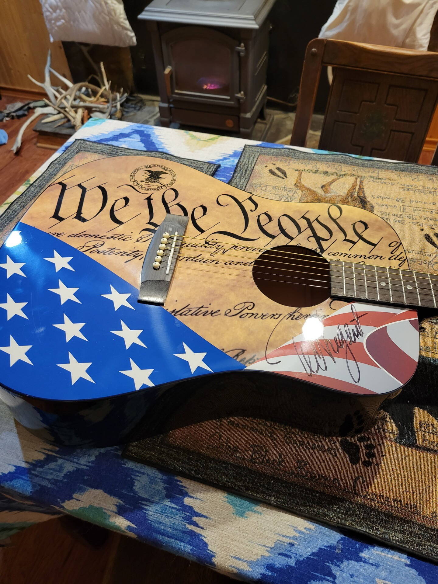 A custom guitar signed by Ted Nugent is among the items being auctioned during this year’s Friends of NRA — Juneau fundraising banquet on Saturday at Centennial Hall. (Photo courtesy of Friends of NRA — Juneau)