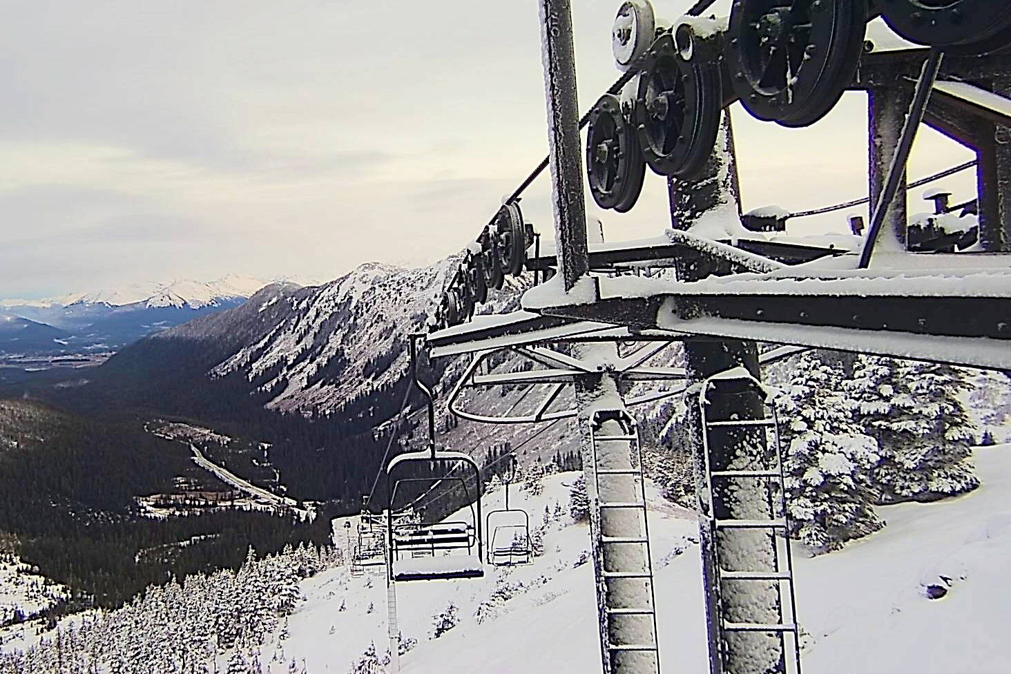 Fresh snow covers the surface of Eaglecrest Ski Area on Friday morning. General Manager Dave Scanlan said Thursday the plan is to open the ski area next Saturday. (Webcam photo courtesy of Eaglecrest Ski Area)