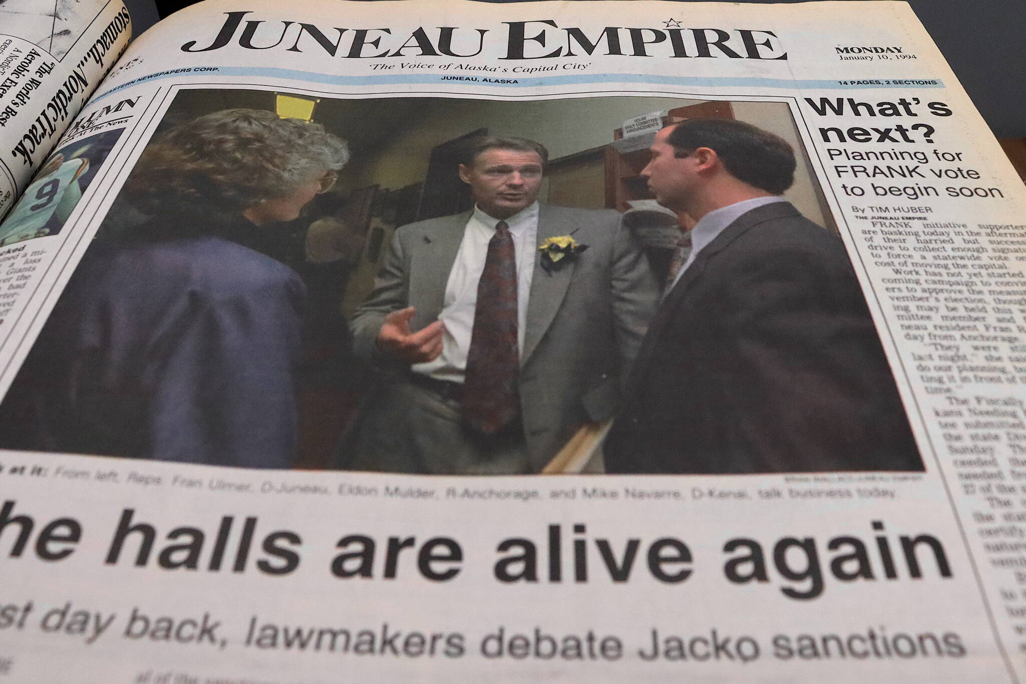 The front page of the Juneau Empire on Jan. 10, 1994. (Mark Sabbatini / Juneau Empire)