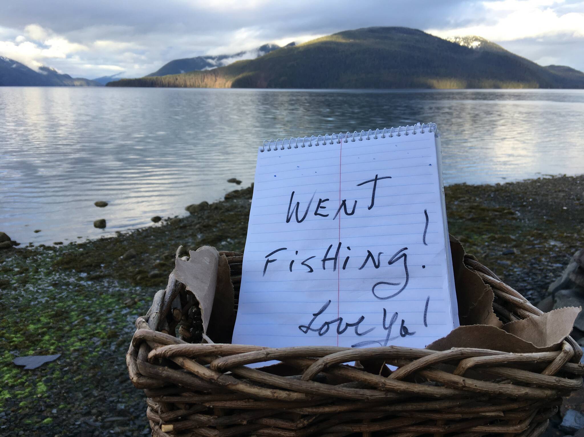 Mickey Prescott leaves a note when he goes fishing in Wrangell. (Photo by Vivian Faith Prescott)