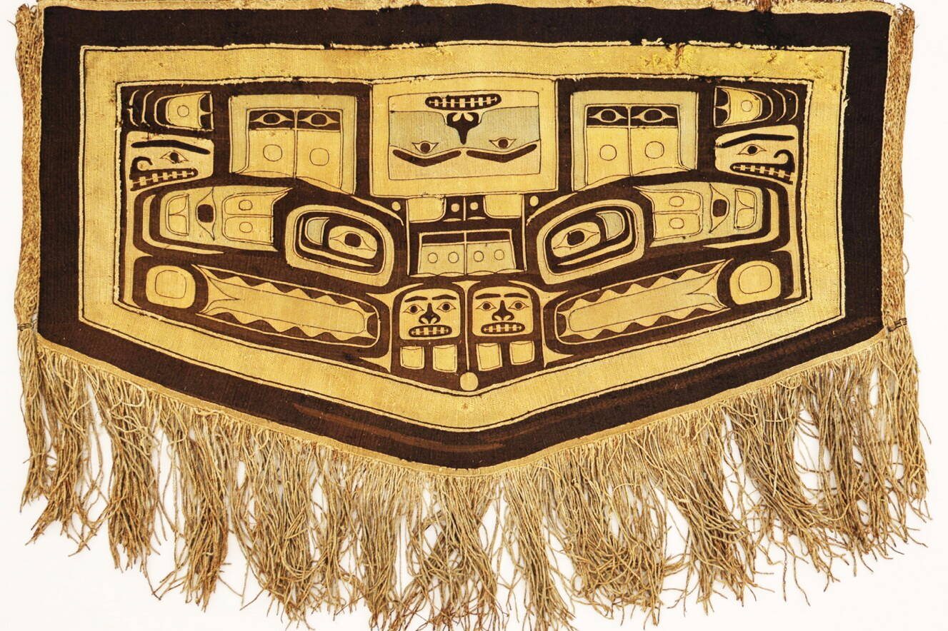 An historic naaxein (Chilkat robe) purchased at auction and donated to the Sealaska Heritage Institute. (Photo courtesy of Sealaska Heritage Institute)
