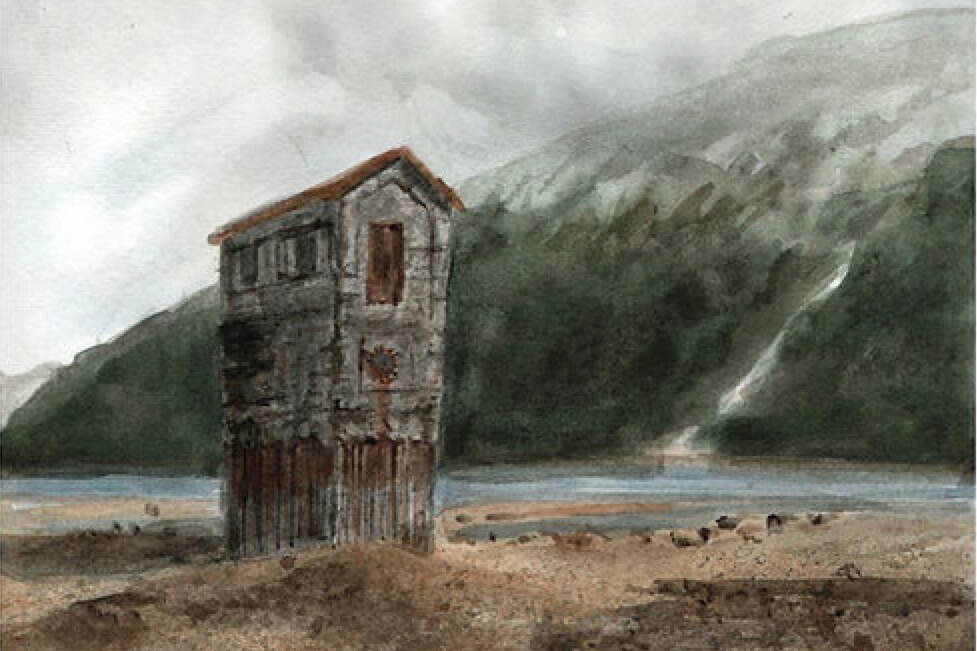 A landscape interpretation by Hollis Kitchin, whose work will be featured Friday at the Barnaby Brewing Company. (Photo courtesy of the Juneau Arts and Humanities Council)