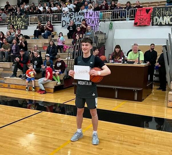 Thunder Mountain High School senior Samuel Lockhart was honored at Ketchikan after scoring his 1,000th point against the Kings. (Courtesy photo)