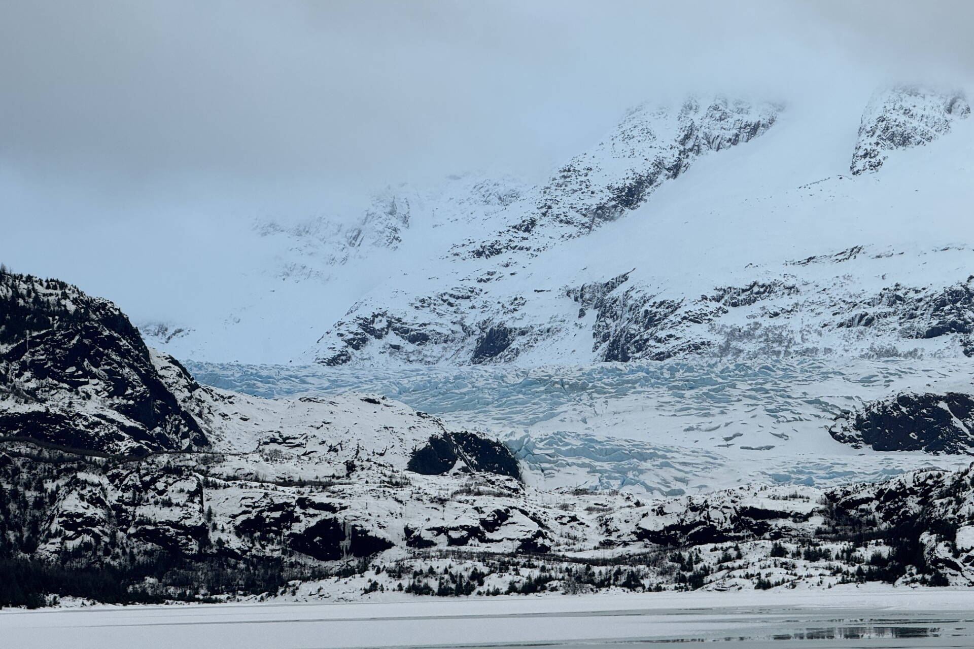 Mendenhall Glacier and Mendenhall Lake on Jan. 28. (Photo by Deana Barajas)