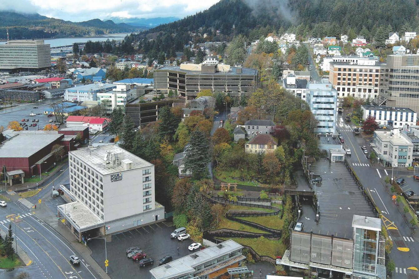 An overhead view of Telephone Hill in downtown Juneau. (Photo courtesy of the City and Borough of Juneau)
