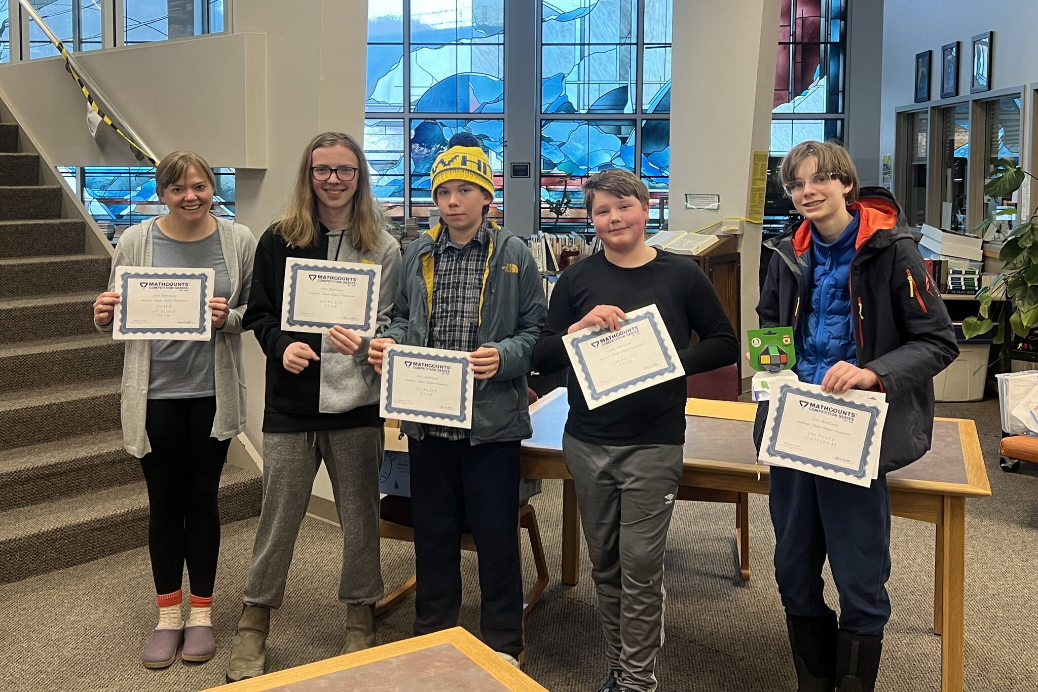 Bridget Braley, Anderson Murray, Matthew Schwarting, Oscar Lamb and Evan Converse participated in the Southeast Regional MATHCOUNTS Competition on Feb. 10. (Photo courtesy of MATHCOUNTS)