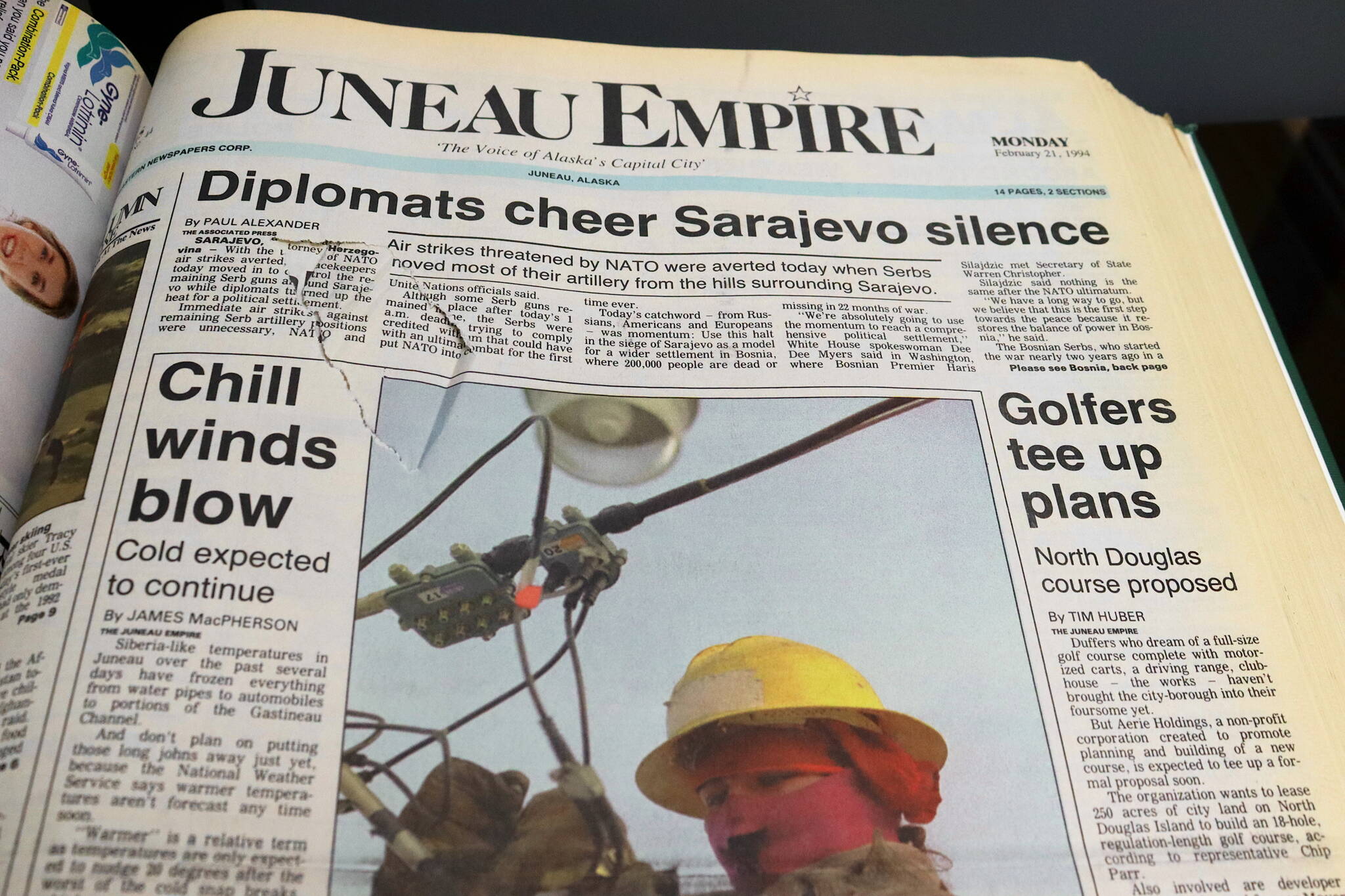 The front page of the Juneau Empire on Feb. 21, 1994. (Mark Sabbatini / Juneau Empire)