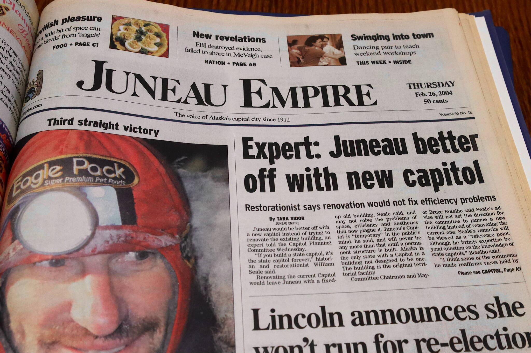The front page of the Juneau Empire on Feb. 26, 2004. (Mark Sabbatini / Juneau Empire)